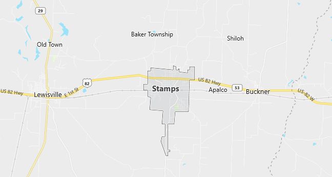 Map of Stamps, AR