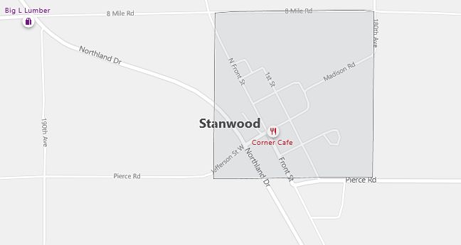 Map of Stanwood, MI