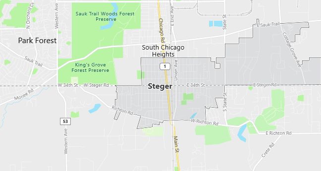 Map of Steger, IL