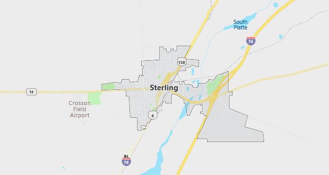 Map of Sterling, CO