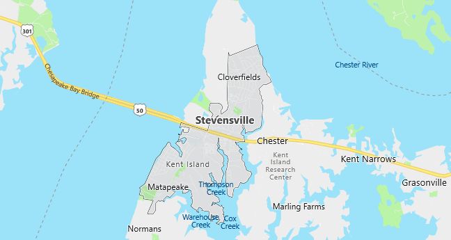 Map of Stevensville, MD