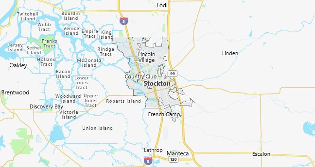 Map of Stockton, CA