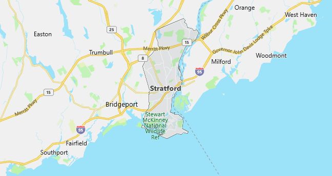 Map of Stratford, CT