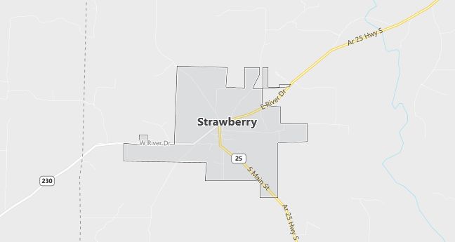 Map of Strawberry, AR