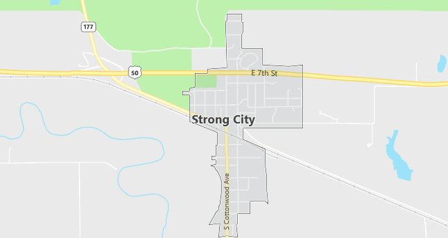 Map of Strong City, KS