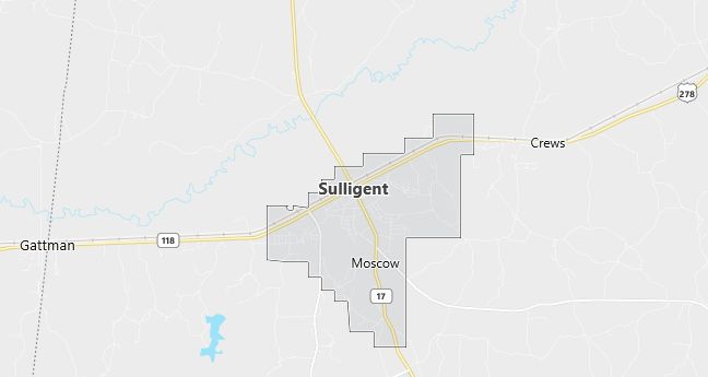 Map of Sulligent, AL