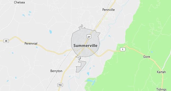 Map of Summerville, GA