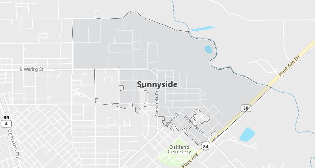 Map of Sunny Side, GA