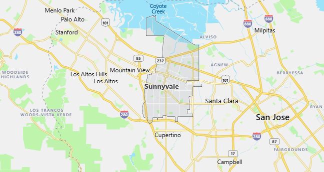 Map of Sunnyvale, CA