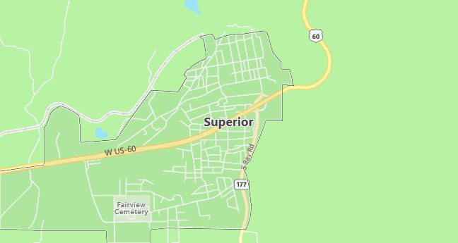 Map of Superior, AZ