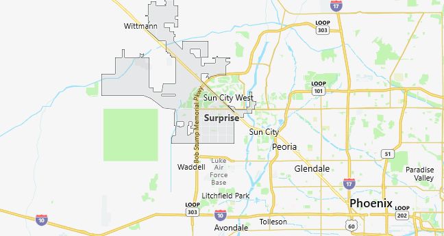 Map of Surprise, AZ