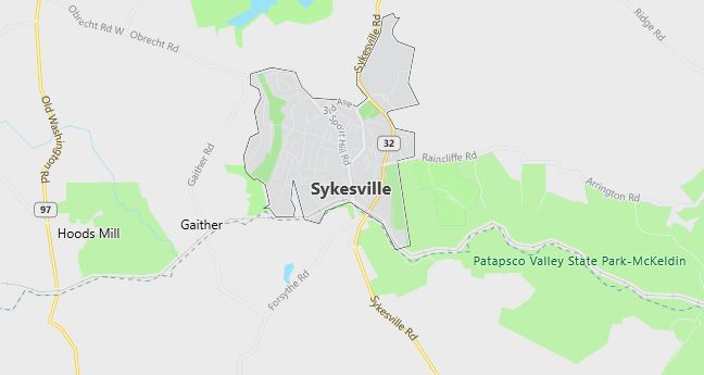 Map of Sykesville, MD