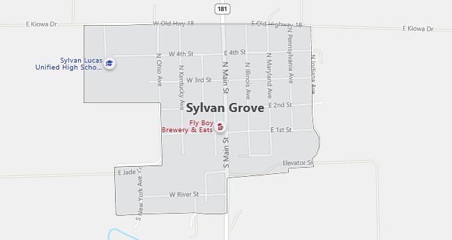 Map of Sylvan Grove, KS