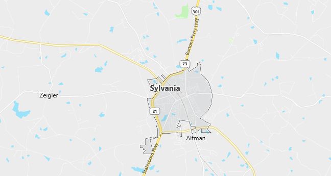 Map of Sylvania, GA