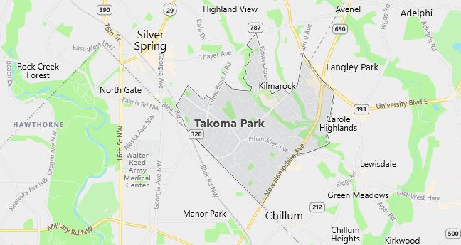 Map of Takoma Park, MD