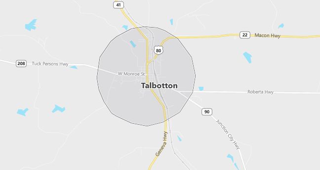 Map of Talbotton, GA