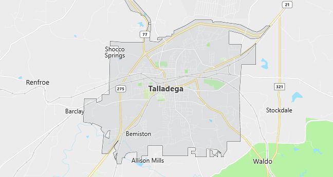 Map of Talladega, AL