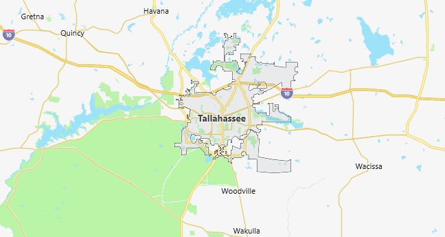 Map of Tallahassee, FL