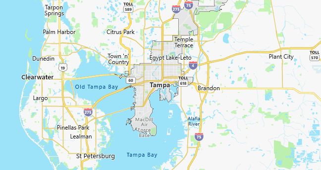 Map of Tampa, FL