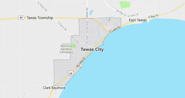 Map of Tawas City, MI