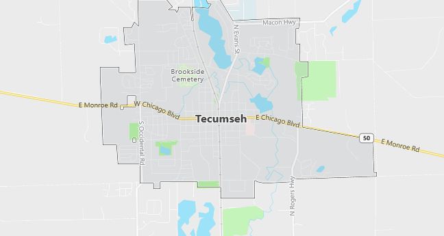 Map of Tecumseh, MI