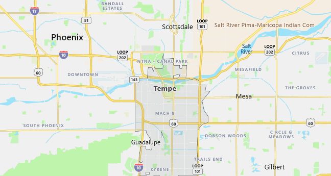 Map of Tempe, AZ