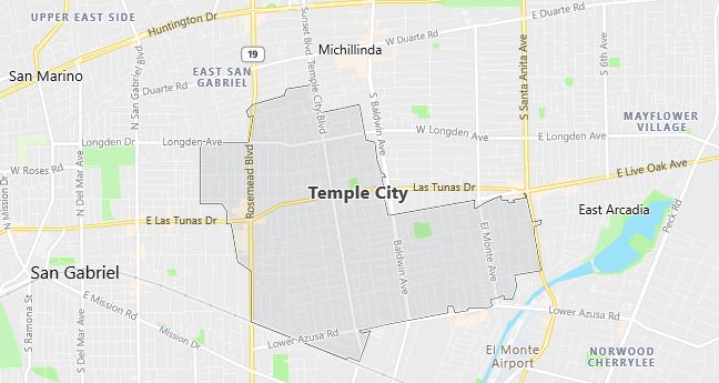 Map of Temple City, CA