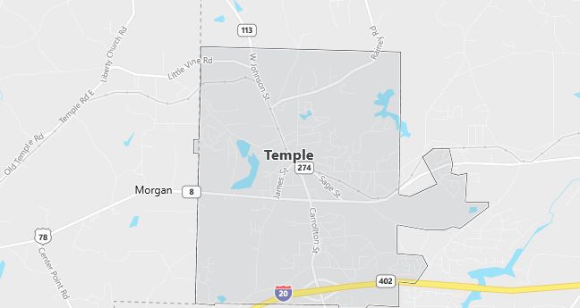 Map of Temple, GA