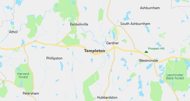 Map of Templeton, MA