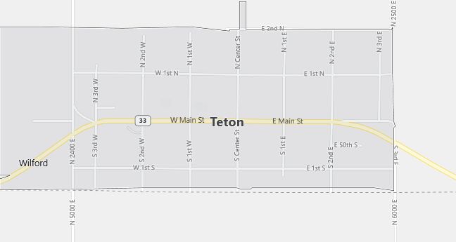 Map of Teton, ID