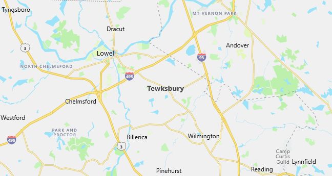 Map of Tewksbury, MA