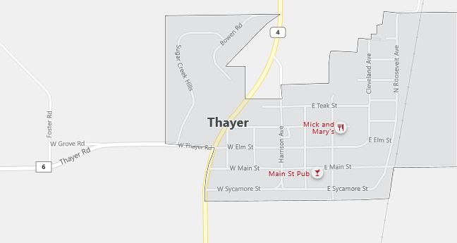 Map of Thayer, IL