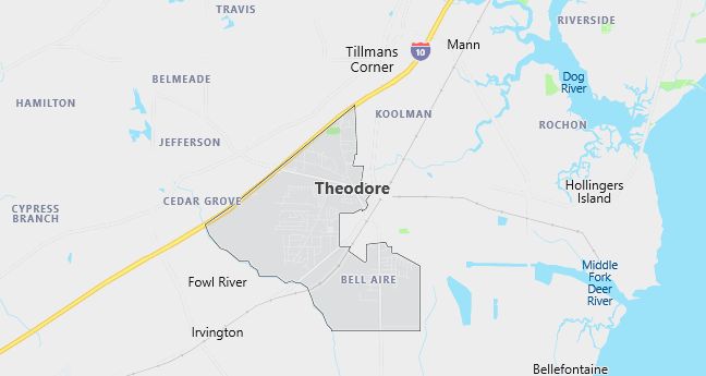 Map of Theodore, AL