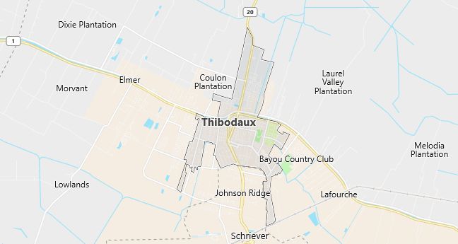 Map of Thibodaux, LA