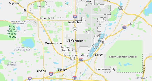 Map of Thornton, CO