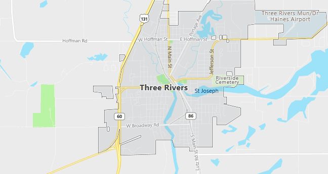 Map of Three Rivers, MI