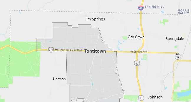 Map of Tontitown, AR