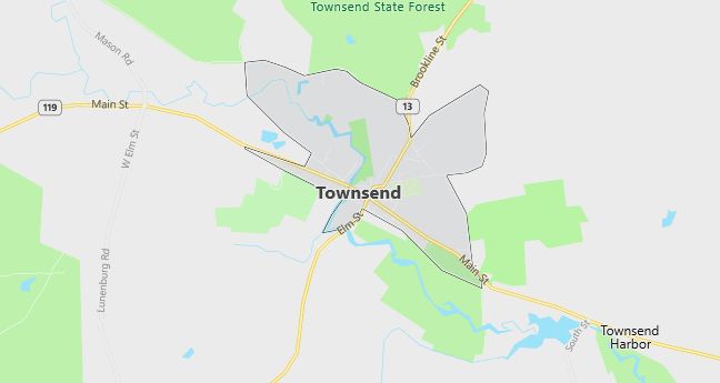 Map of Townsend, MA