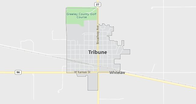 Map of Tribune, KS