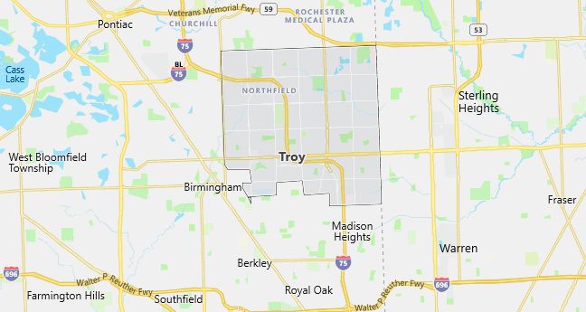 Map of Troy, MI