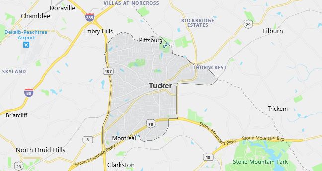 Map of Tucker, GA