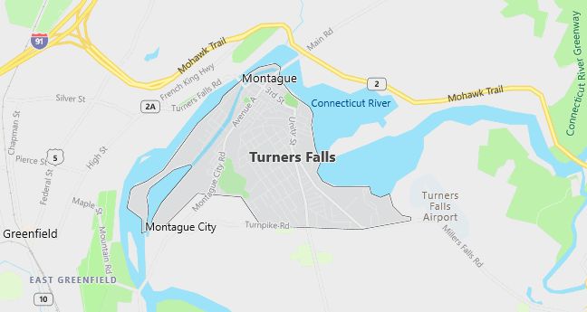 Map of Turners Falls, MA