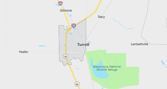 Map of Turrell, AR