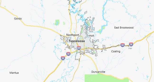 Map of Tuscaloosa, AL