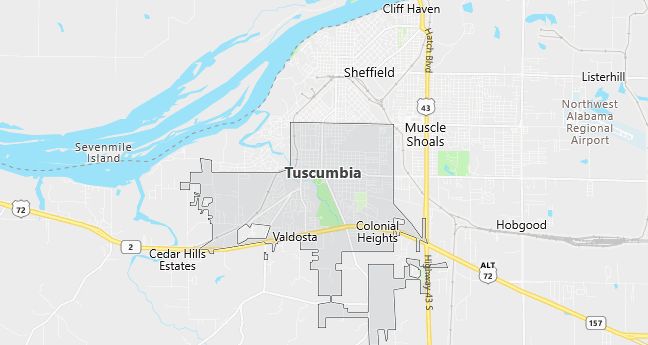 Map of Tuscumbia, AL