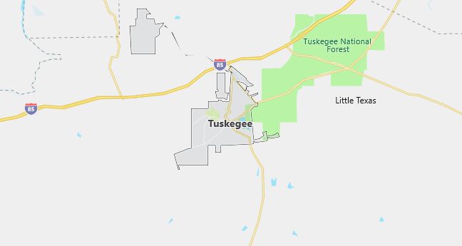 Map of Tuskegee, AL