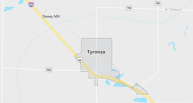 Map of Tyronza, AR