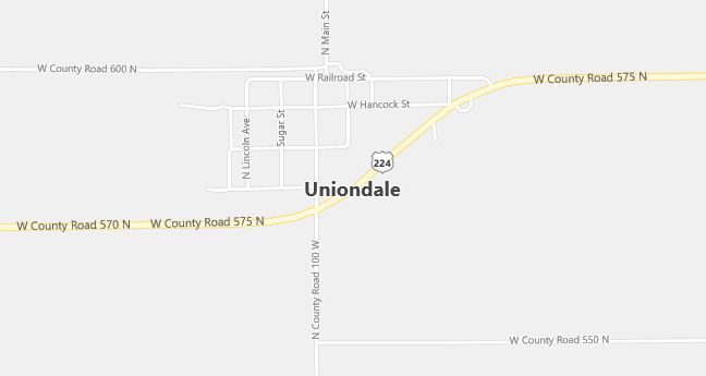 Map of Uniondale, IN