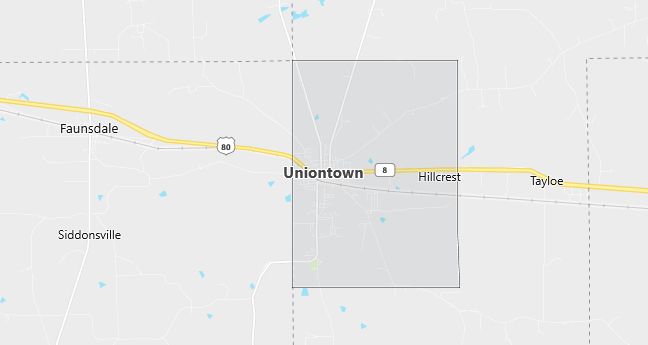 Map of Uniontown, AL