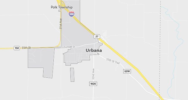 Map of Urbana, IA